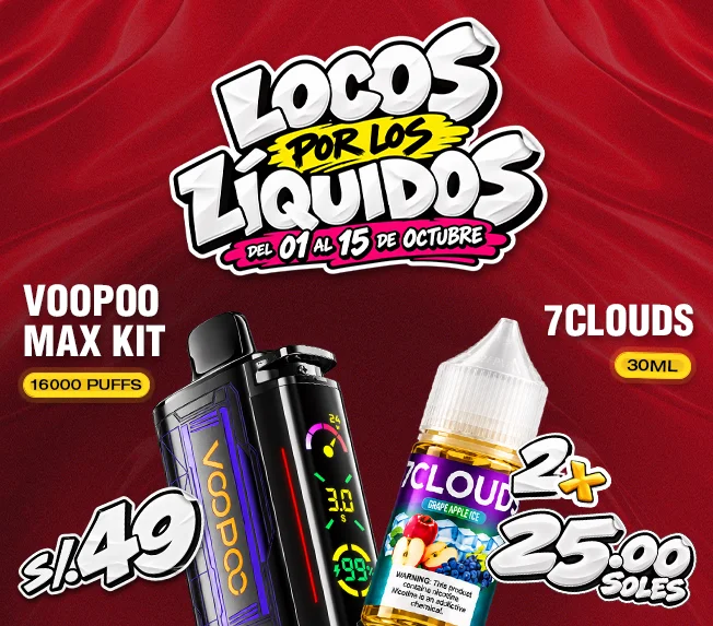 Locos por los Líquidos: Voopoo Max Kit S/49 y 7Clouds 30ml 2x S/25, del 1 al 15 de octubre