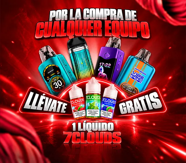 Por la compra de cualquier equipo llévate GRATIS 1 líquido 7Clouds